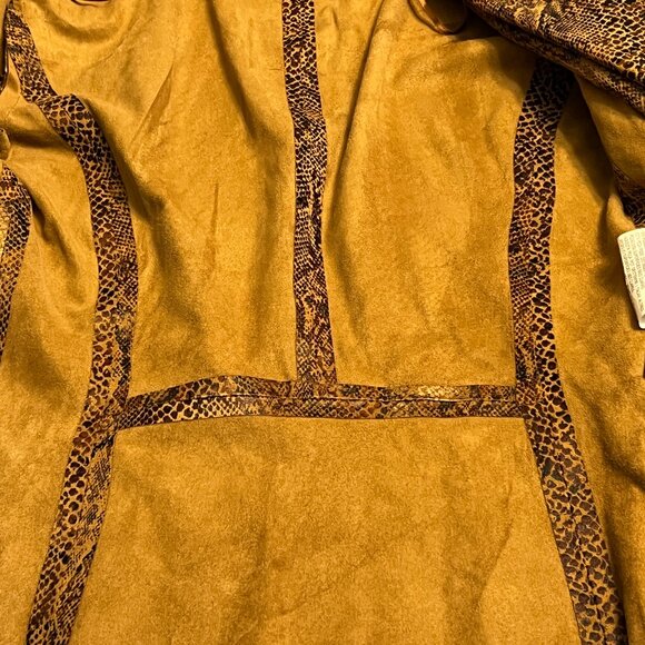 Zara Women's Snake Print Faux Leather Open Front Jacket Brown Medium - Picture 5 of 10